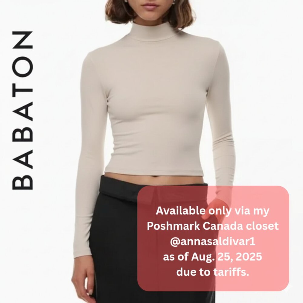 ❌SOLD XS Aritzia Babaton Contour Mockneck Long Sleeve Top, Warm Taupe
